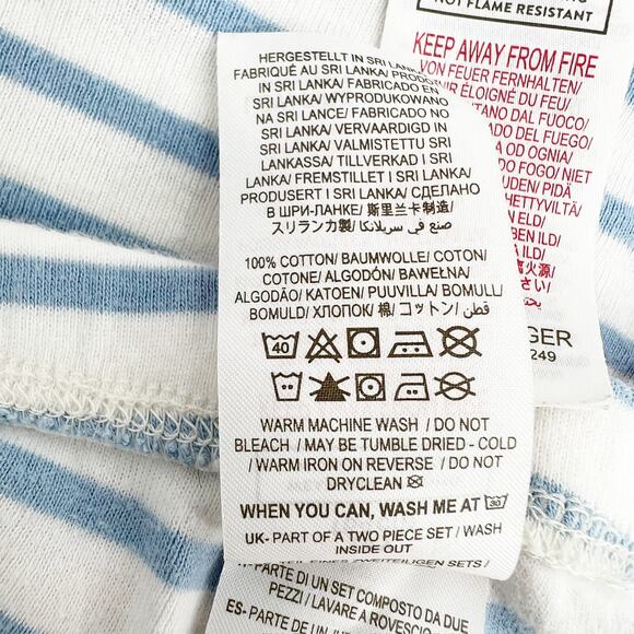 Boden Girls White and Blue Striped PJ Set 14 Kids - Picture 6 of 6